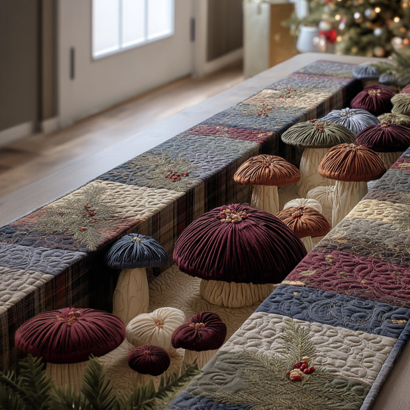 Cozy Mushrooms Quilted Table Runner NCU0DV1521