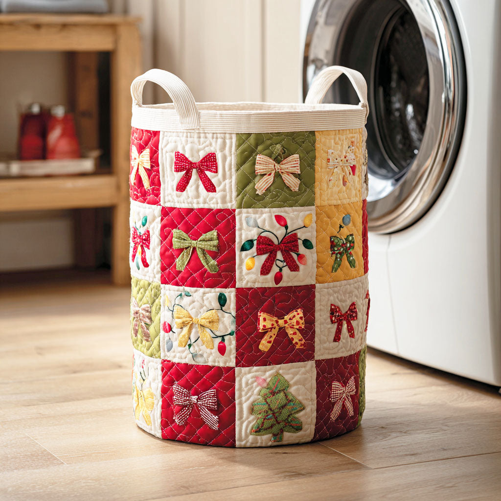 Cozy Noel Ribbon Quilted Laundry Basket NCU0NTD506
