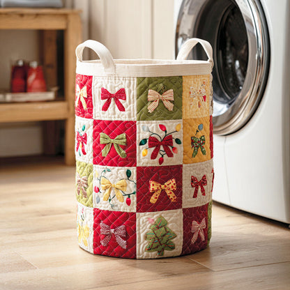 Cozy Noel Ribbon Quilted Laundry Basket NCU0NTD506