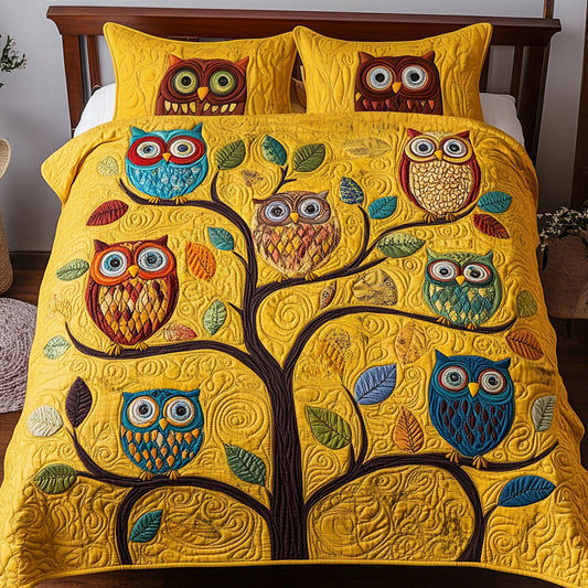 Cozy Owls 3-Piece Quilted Bedding Set NCU0VH805