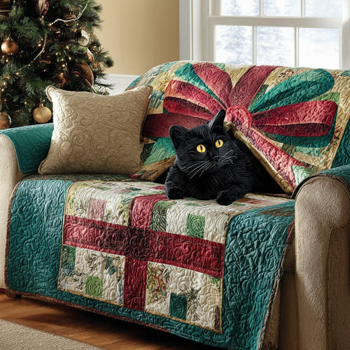 Cozy Paws Christmas Quilted Sofa Cover NCU0DV1290