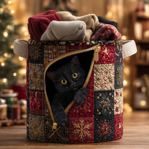 Cozy Peek Cat Quilted Laundry Basket NCU0NTV633