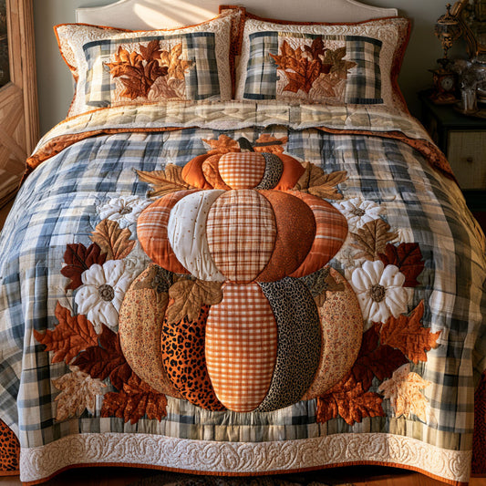 Cozy Plaid Autumn 3-Piece Quilted Bedding Set NCU0PTT3339