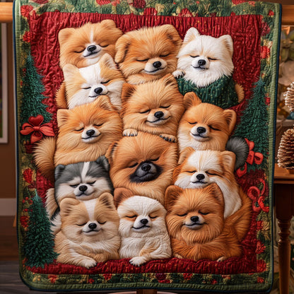 Cozy Pomeranian Friends Quilted Blanket NCU0PT1911