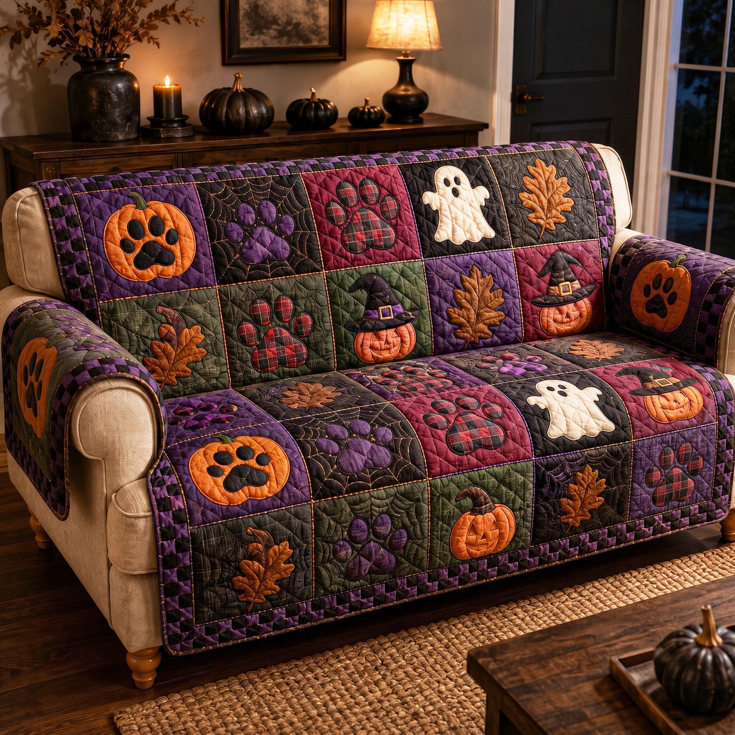 Cozy Pumpkin Quilted Sofa Cover NCU0NTD2035