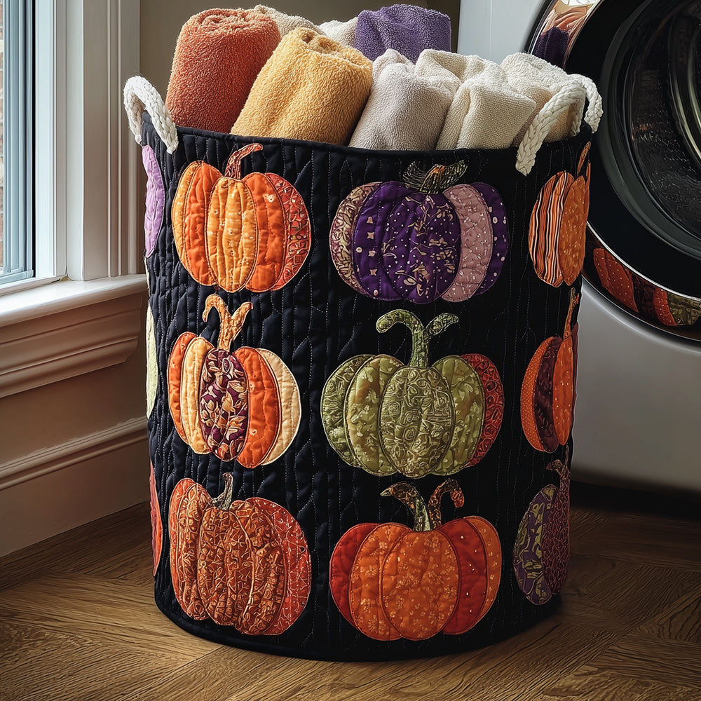 Cozy Pumpkins Quilted Laundry Basket NCU0TH3095