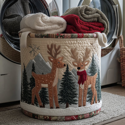 Cozy Reindeer Quilted Laundry Basket NCU0TH3287