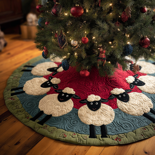 Cozy Sheep Christmas Quilted Tree Skirt NCU0DDK1955