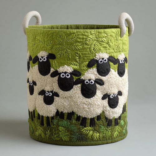 Cozy Sheep Quilted Laundry Basket NCU0DDK1806