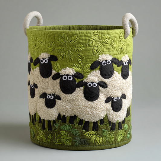 Cozy Sheep Quilted Laundry Basket NCU0DDK1806