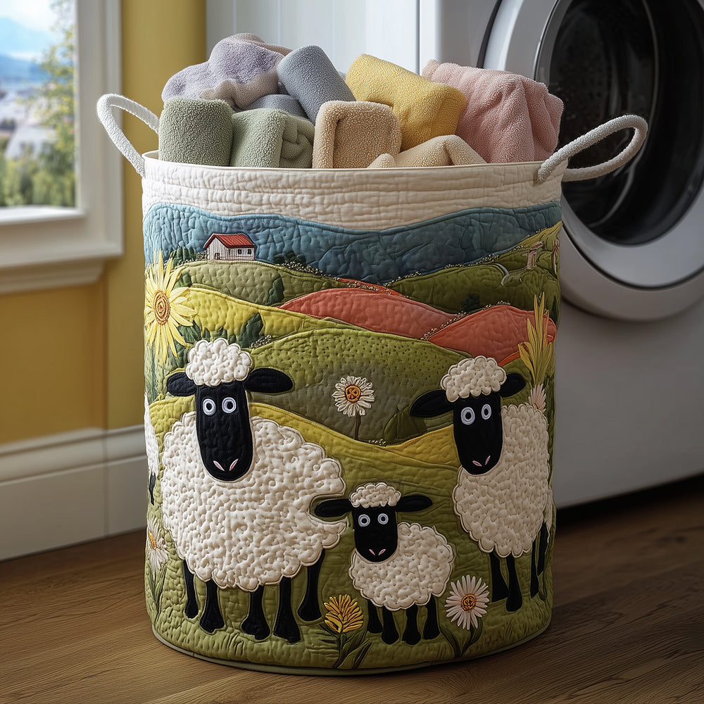 Cozy Sheep Quilted Laundry Basket NCU0TH3024
