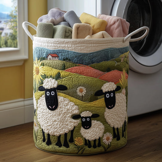Cozy Sheep Quilted Laundry Basket NCU0TH3024