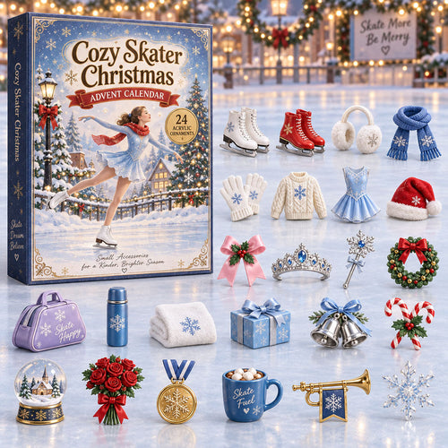CHRISTMAS KICKOFF 40% OFF - Cozy Skater Christmas Advent Calendar 2026 - 24-Day Festive Countdown, Acrylic Charms Blind Box - Gift For Figure Skater Lovers AC0NT332