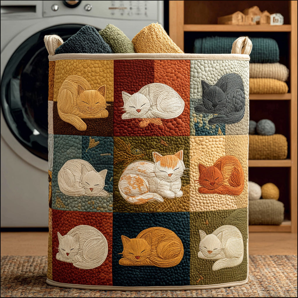 Cozy Sleeping Quilted Laundry Basket NCU0LDH084