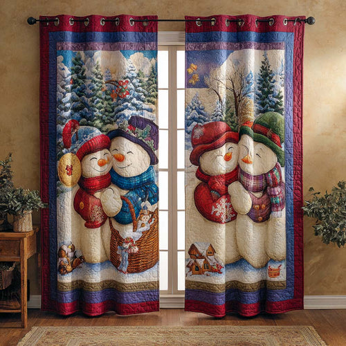 Cozy Snow Couple Quilted Curtains NCU0NXD903