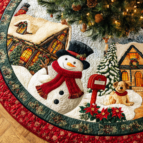 Cozy Snow Gathering Christmas Quilted Tree Skirt NCU0NTD937