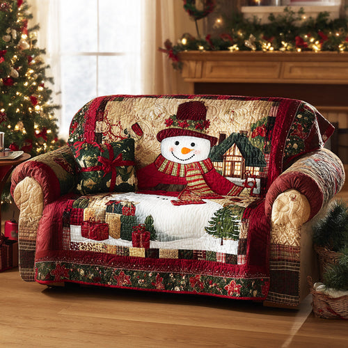 Cozy Snow Gathering Quilted Sofa Cover NCU0NTD920