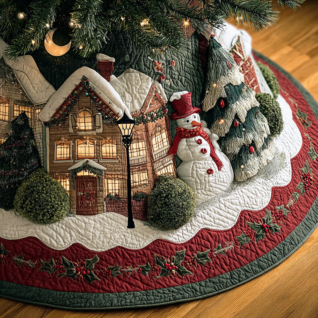 Mushroom Field Christmas Quilted Tree Skirt NCU0DDK1638