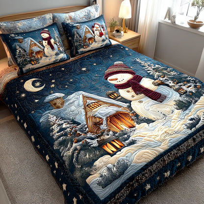 Cozy Snow Village 3-Piece Quilted Bedding Set NCU0NTD895