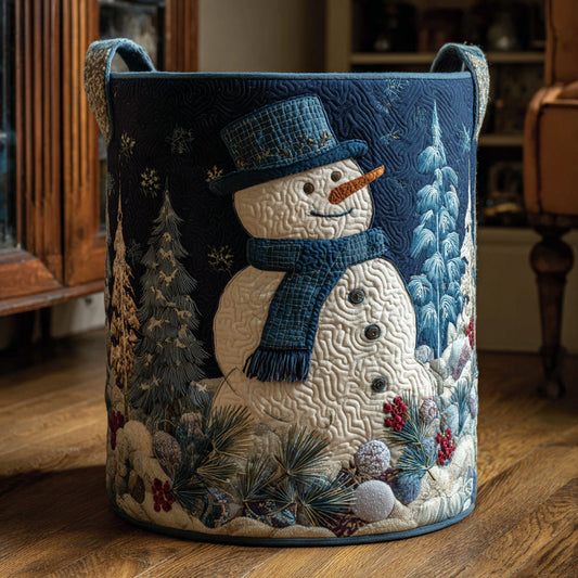 Cozy Snowman Quilted Laundry Basket NCU0HNH654