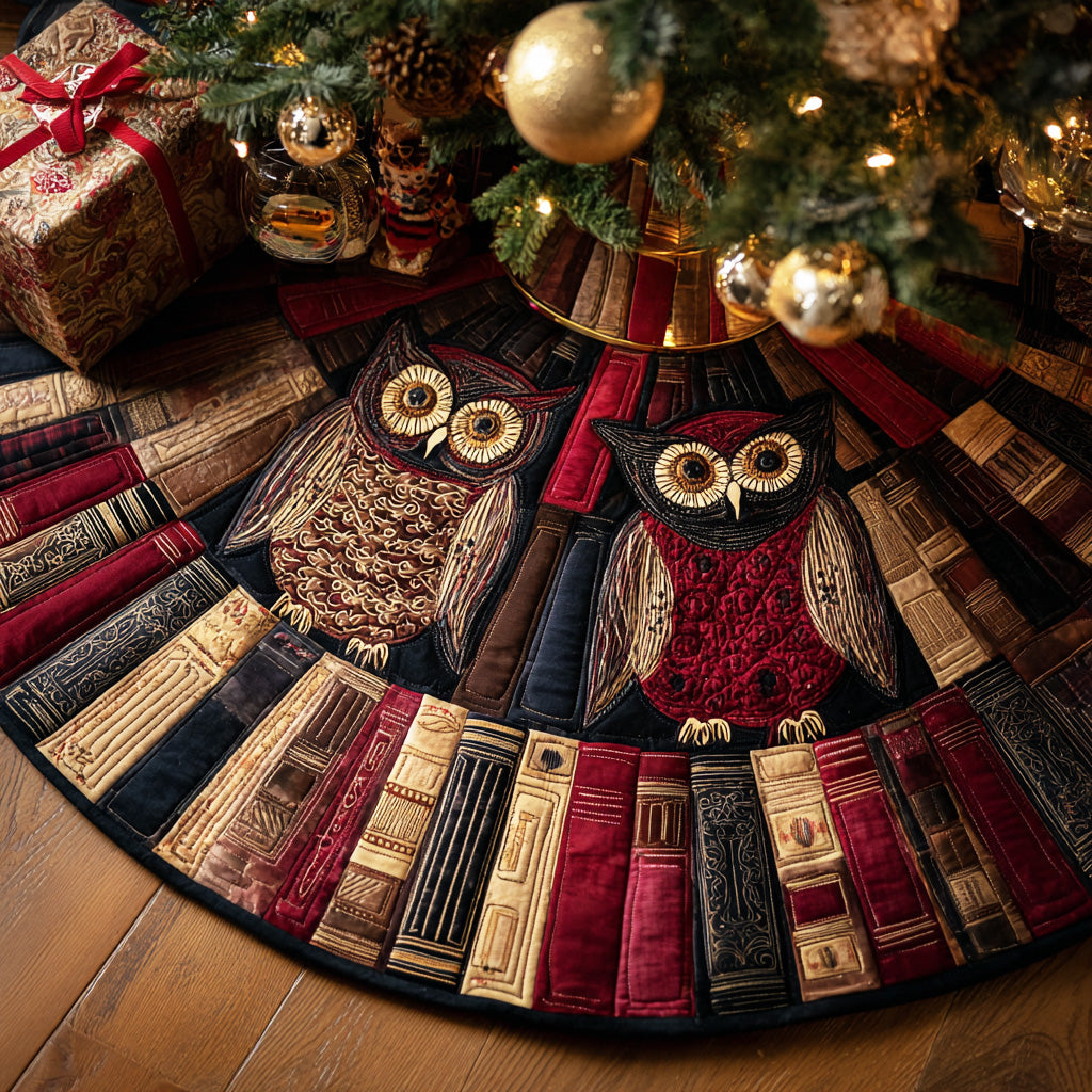 Cozy Study Owl Christmas Quilted Tree Skirt NCU0NTD1002