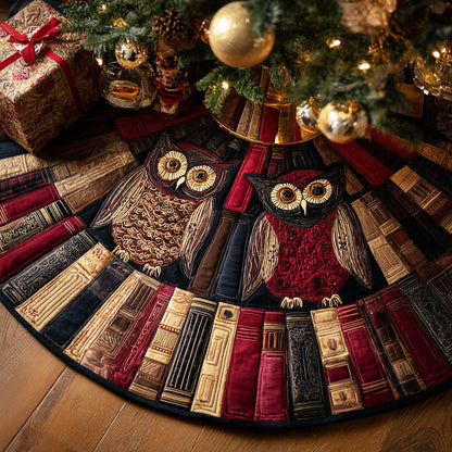 Cozy Study Owl Christmas Quilted Tree Skirt NCU0NTD1002