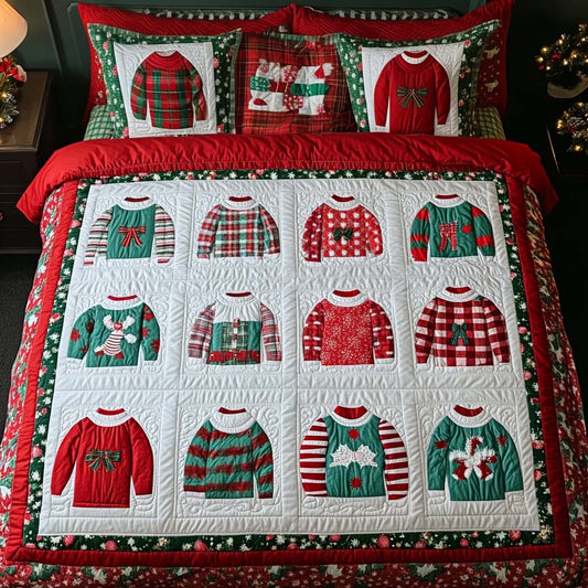 Cozy Sweater 3-Piece Quilted Bedding Set NCU0NXD272