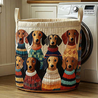 Cozy Sweater Dachshund Crew Quilted Laundry Basket NCU0LDH010