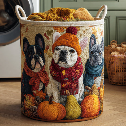 Cozy Trio Bulldog Quilted Laundry Basket NCU0HNH019