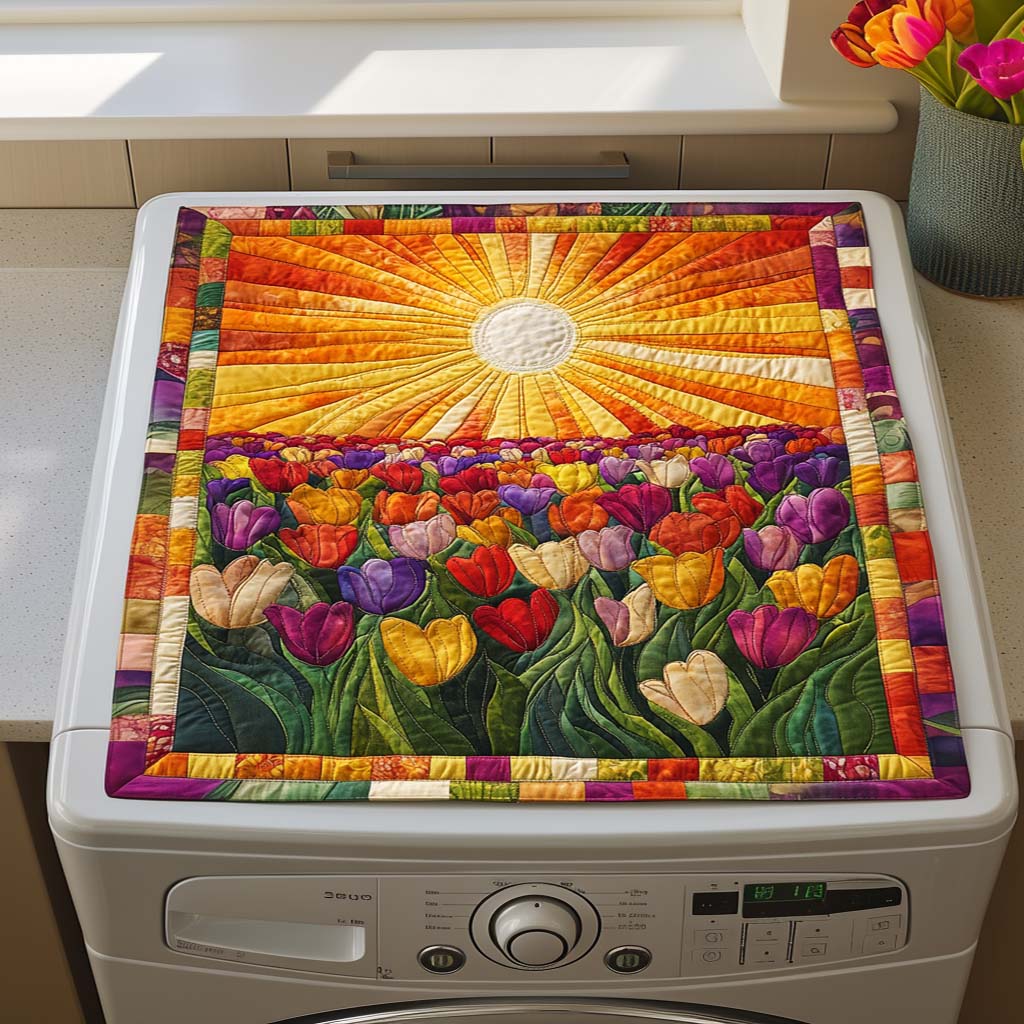 Cozy Tulip Garden Quilted Washer and Dryer Cover NCU0NNT1453