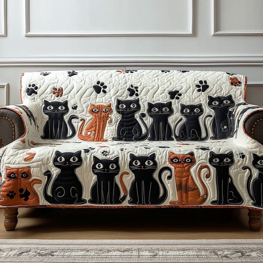 Cozy Whiskers Quilted Sofa Cover NCU0NTD1311