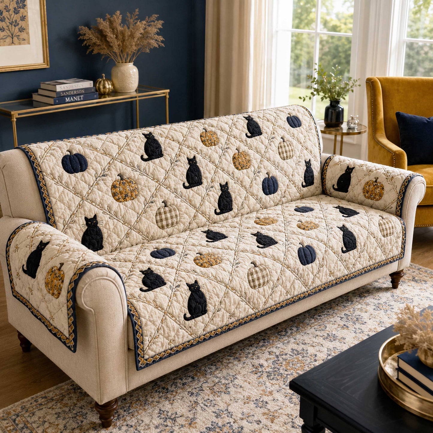 Cozy Whiskers Quilted Sofa Cover NCU0NTD2133