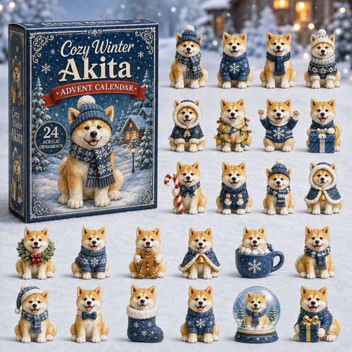CHRISMAST KICKOFF 40% OFF - Cozy Winter Akita Advent Calendar 2026 - 24-Day Festive Countdown, Acrylic Charms Blind Box - Gift For Akita Lovers AC0NT169