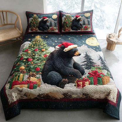 Cozy Winter Bear 3-Piece Quilted Bedding Set NCU0NTD878