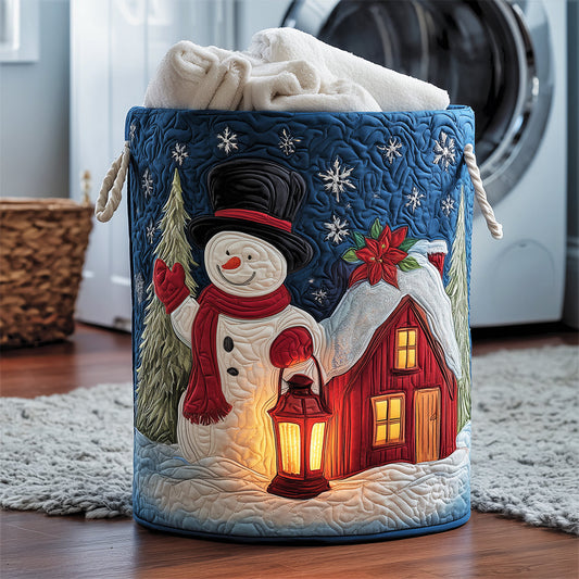 Cozy Winter Couple Quilted Laundry Basket NCU0TH3176