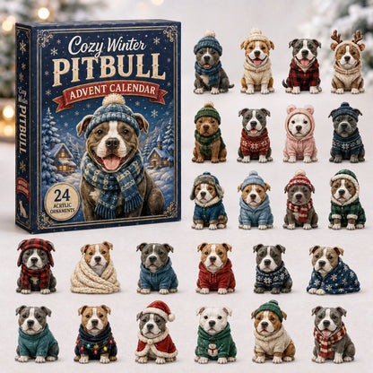 CHRISTMAS KICKOFF 40% OFF - Cozy Winter Pitbull Advent Calendar 2026 - 24-Day Festive Countdown, Acrylic Charms Blind Box - Gift For Pitbull Lovers AC0NT226