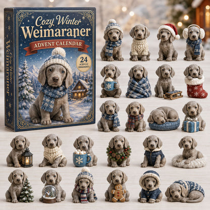 CHRISTMAS KICKOFF 40% OFF - Cozy Winter Weimaraner Advent Calendar 2026 - 24-Day Festive Countdown, Acrylic Charms Blind Box - Gift For Weimaraner Lovers AC0NT223