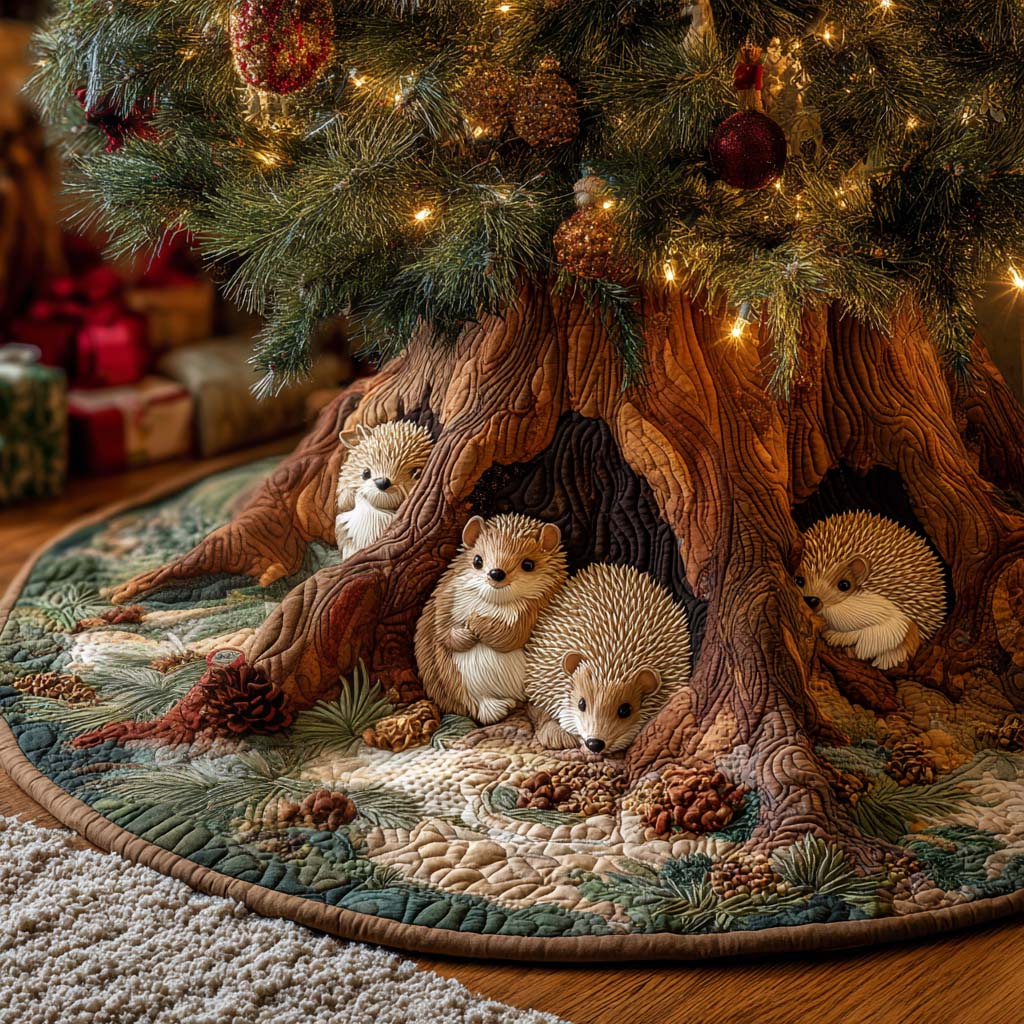 Cozy Woodland Christmas Quilted Tree Skirt NCU0NNT2499