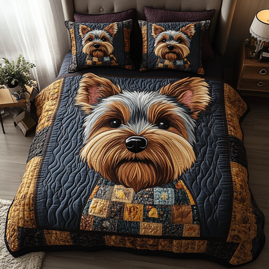 Cozy Yorkie 3-Piece Quilted Bedding Set NCU0DV474