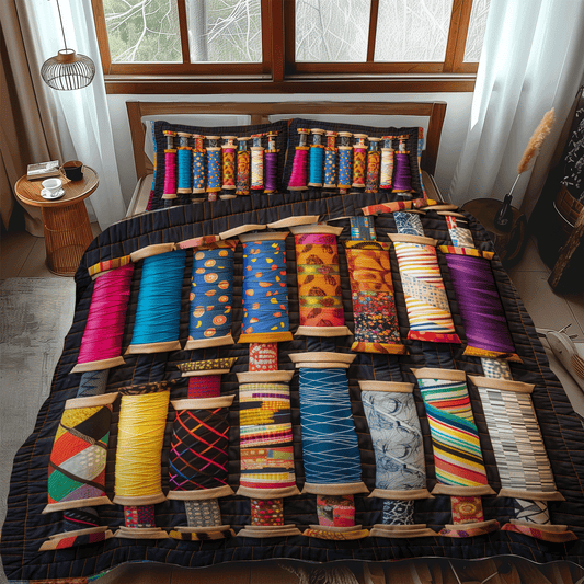 Crafty Spools 3-Piece Quilted Bedding Set NCU0TH1298