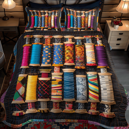 Crafty Spools 3-Piece Quilted Bedding Set NCU0TH1298