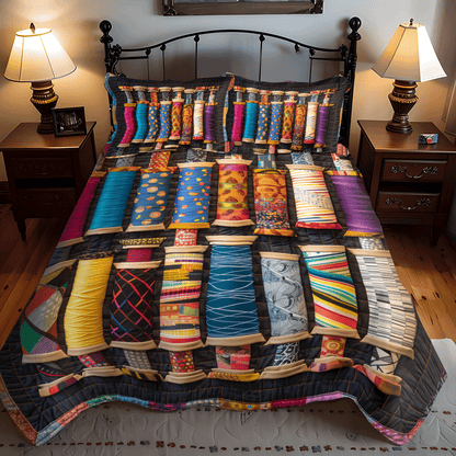 Crafty Spools 3-Piece Quilted Bedding Set NCU0TH1298