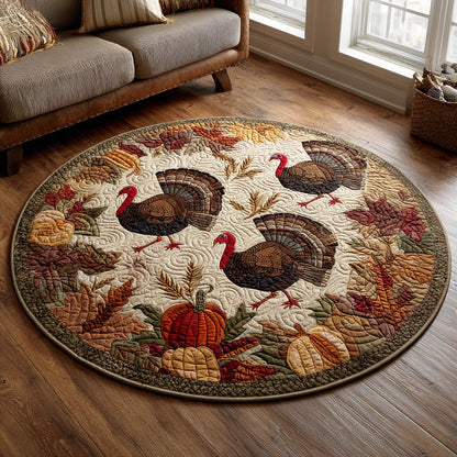 Cranberry Plume Quilted Round Mat NCU0DV1055