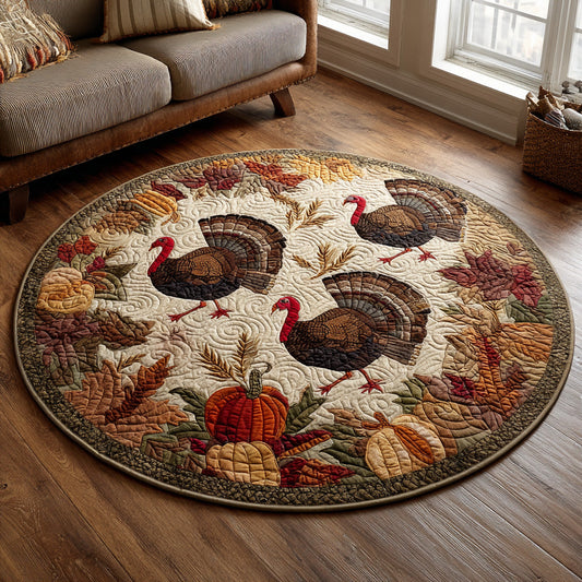 Cranberry Plume Quilted Round Mat NCU0DV1055