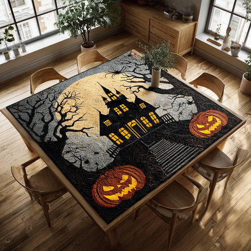 Creepy Halloween Castle Quilted Table Topper NCU0HNH251