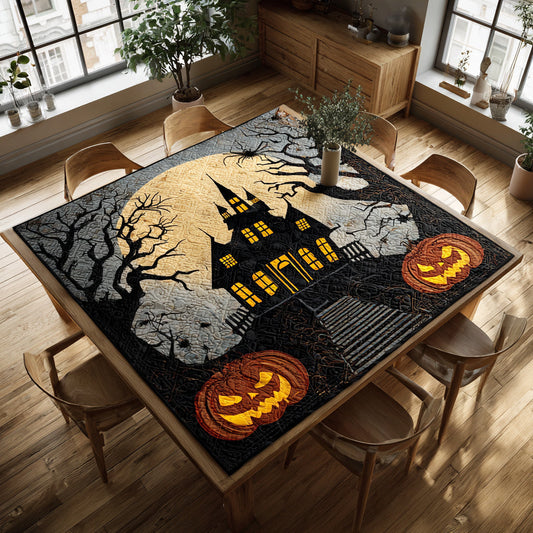Creepy Halloween Castle Quilted Table Topper NCU0HNH251