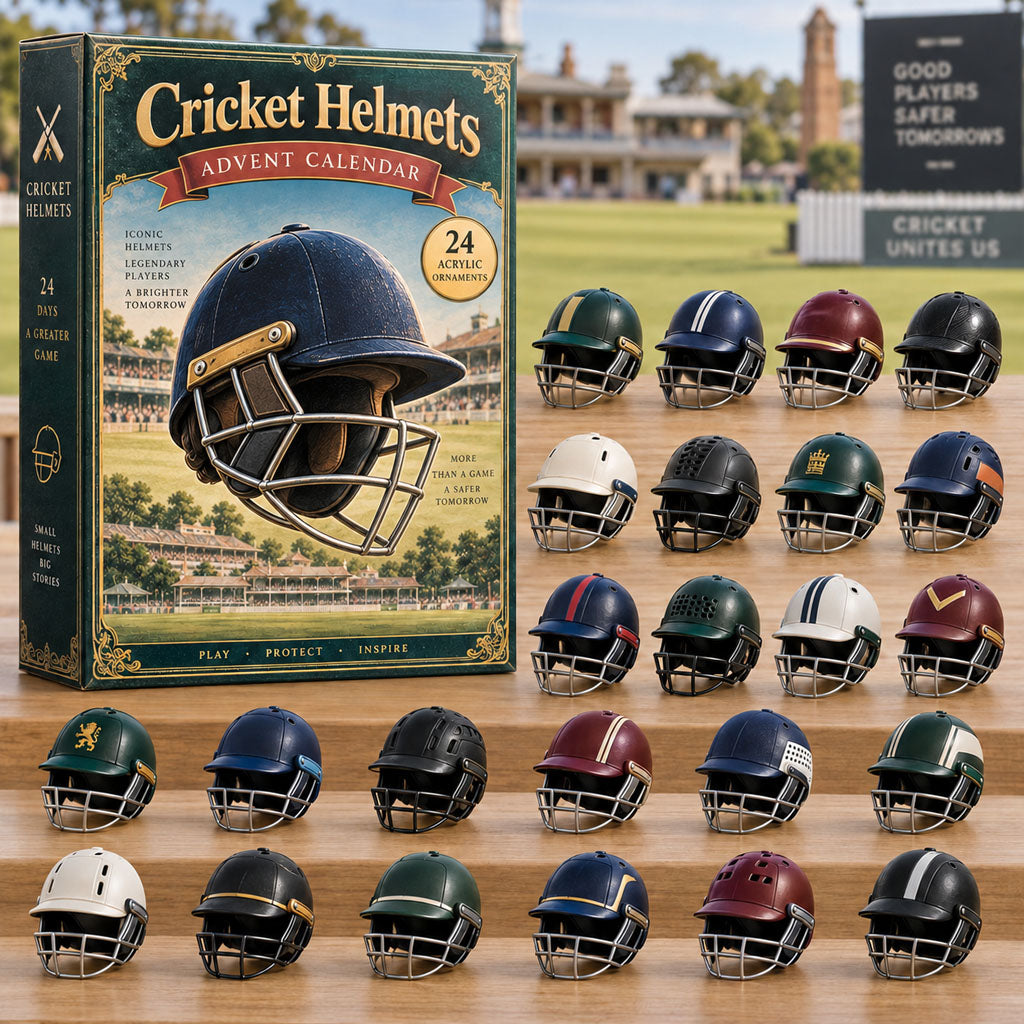 CHRISTMAS KICKOFF 40% OFF - Cricket Helmets Advent Calendar 2026 - 24-Day Festive Countdown, Acrylic Charms Blind Box - Gift For Cricket Lovers AC0NT299