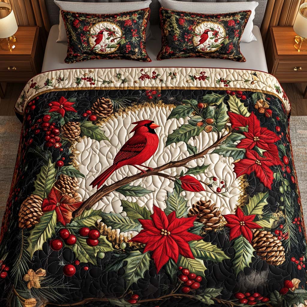 Crimson Elegance 3-Piece Quilted Bedding Set NCU0NNT008