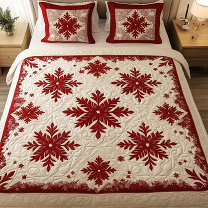 Crimson Snow 3-Piece Quilted Bedding Set NCU0NNT049