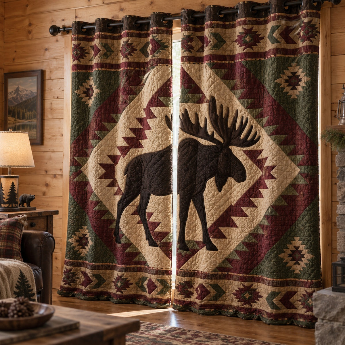 Crimson Antler Peak Quilted Curtains NCU0PVL1132